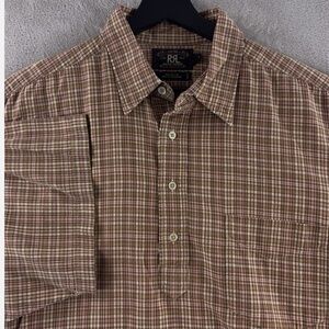 Vintage 90s RRL Ralph Lauren Triple Star Plaid Shirt Mens XL Brown Ranch Western